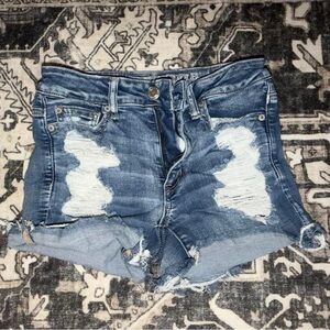 American Eagle Outfitters Blue Distressed Jean Shorts